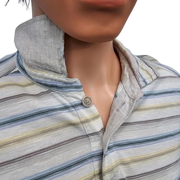 Tommy Bahama Polo Shirt Silk Cotton Men L Multicolor Striped Short Sleeves - Picture 5 of 13